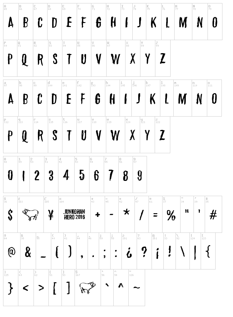 March of the pigs font map